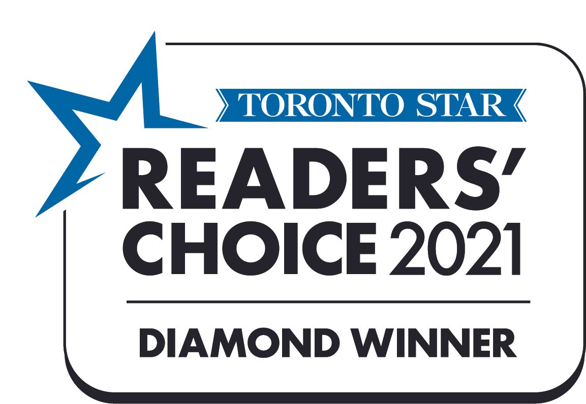 Award badge for the 'toronto star readers' choice 2021', labeled as 'diamond winner', highlighting the recognition of a personal injury law firm in toronto for their exceptional service in representing accident and injury cases, including slip and fall and brain injury claims, as voted by readers