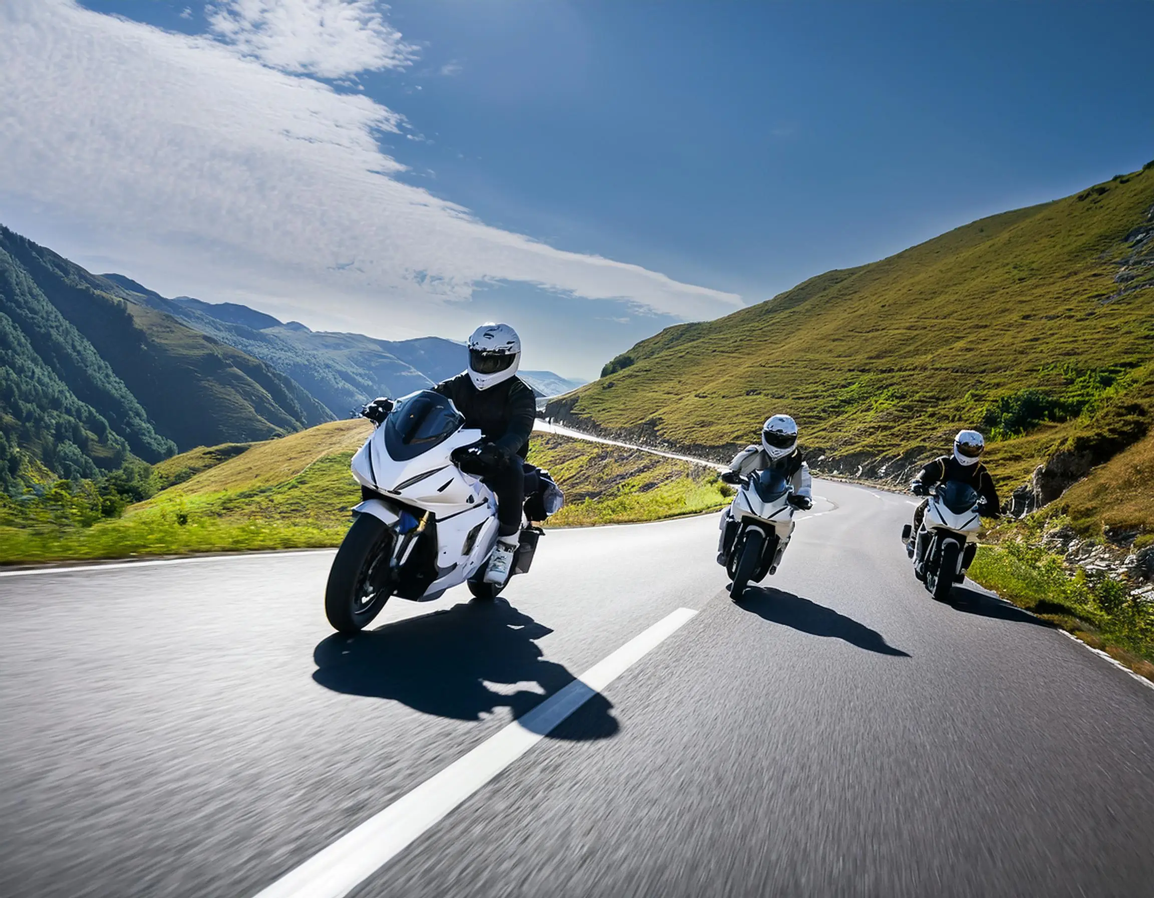 Firefly a group of motorcyclists in full protective gear riding on a winding mountain road promotin 1 statistics on motorcycle accidents bergel magence llp 2
